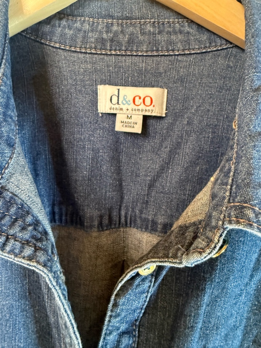 d&co. Denim Button-Front Tunic Shirt Jacket - Picture 3 of 11